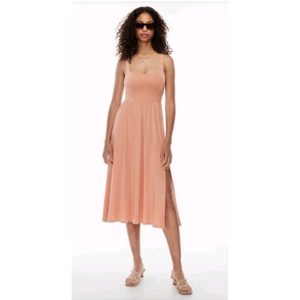 Wilfred Aritzia Women's Midi Market Peach Summer Dress With Slit Size L